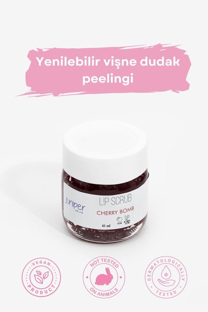 Doğal Vişne Dudak Peelingi - Onarıcı, Arındırıcı, Besleyici, Vegan - 41 ml