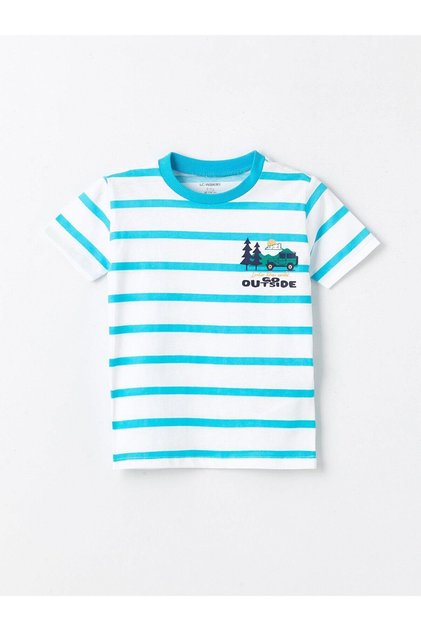 LCW baby Crew Neck Short Sleeve Striped Baby Boy T-Shirt