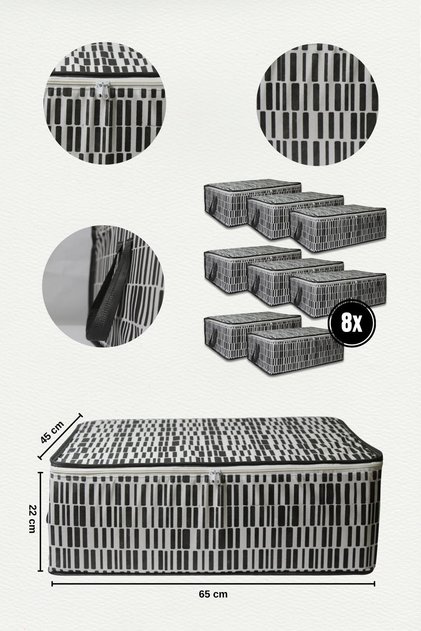 8-Piece Sofa Bed Base Type Pillow Clothing Storage Bag - Base Base Bag Zebra Pattern (ANTHRACITE)