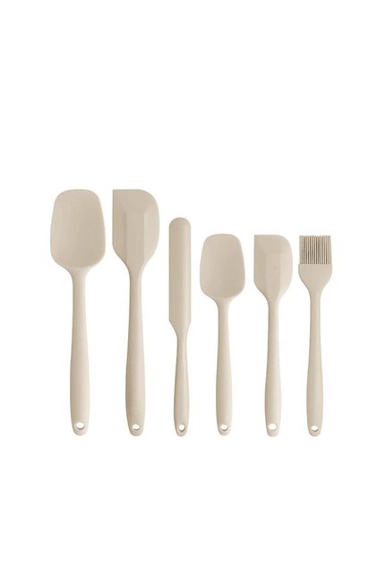 Cream 6 Piece Silicone Spatula and Mufak Set