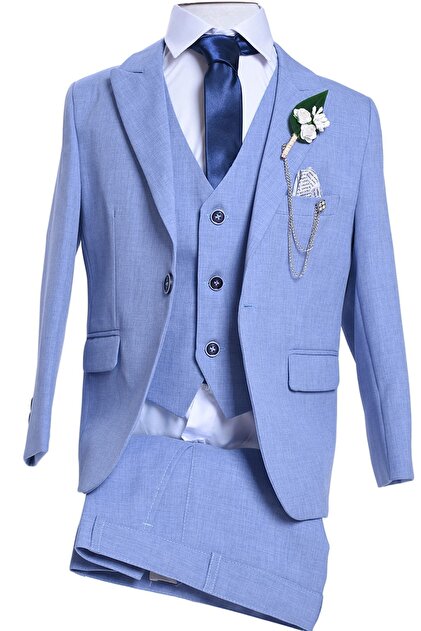 Ice Blue Children's Suit with Vest