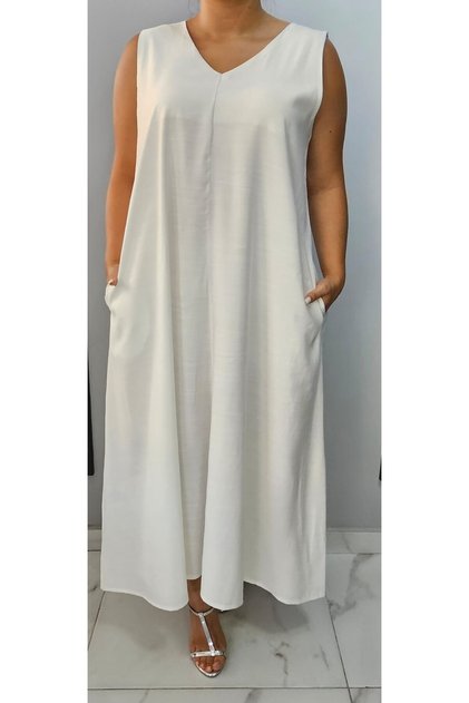 Women's v-neck sleeveless plus size maxi dress 24135