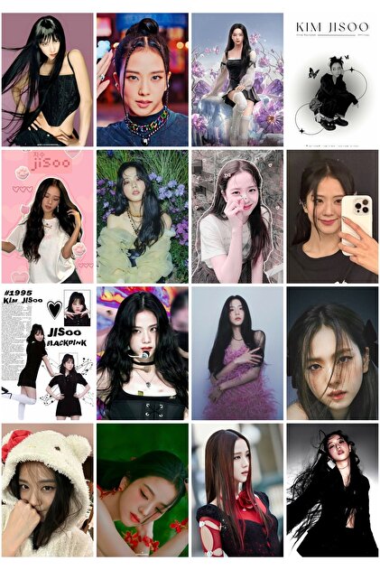 owl bag KPOP- Blackpink - Jisoo tasarımlı desenli 16 ' lı fotokart