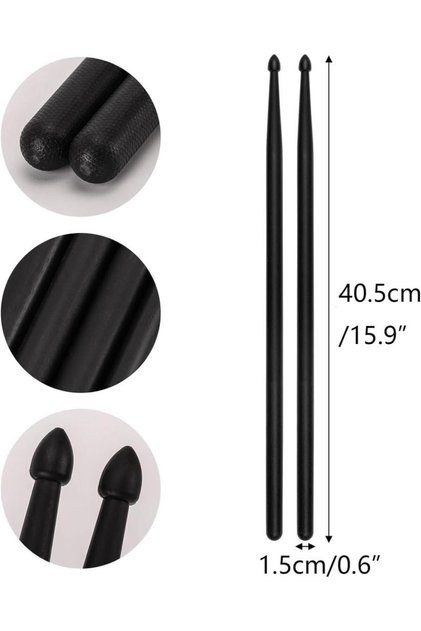 Baget Siyah Polyamide Kırılmaz 5 A - Davul - Bateri Bageti Drumsticks 5a Pürüzsüz Yüzey