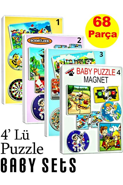 Schmülzer 4 Adet SET - Çocuk Yapboz - Çocuk Puzzle - MAGNETİC