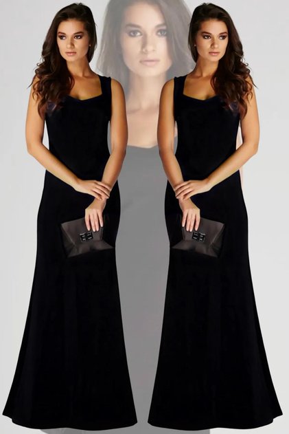 Kadın MİHRİBAN HATUN MODELİ Siyah Yaka Detaylı Balık Model Abiye Elbise 14l4113-l