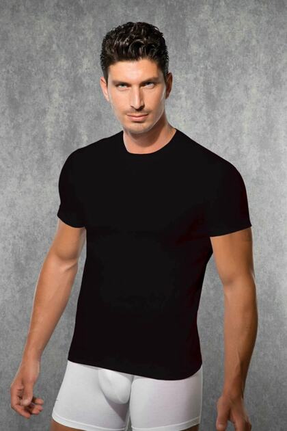Crew Neck Black Men's Athlete