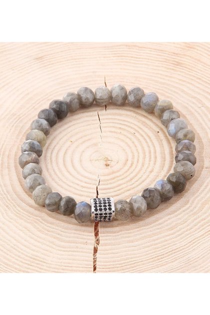 Certified Natural Stone Bracelet - 7mm Faceted Rondel Cut, Labradorite Stone