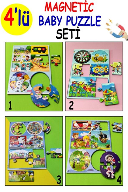 Schmülzer 4 Adet SET - Çocuk Yapboz - Çocuk Puzzle - MAGNETİC