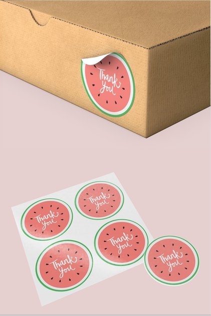 Thank You Stickers, Watermelon Theme, 70 Pieces, 4 cm Diameter