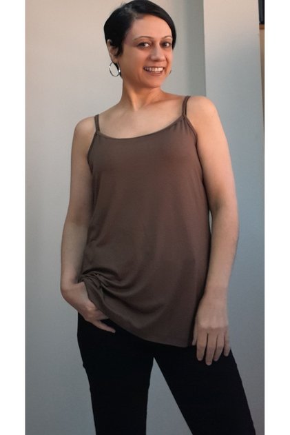 Light light brown rope suspender combed cotton Viscose T-shirt