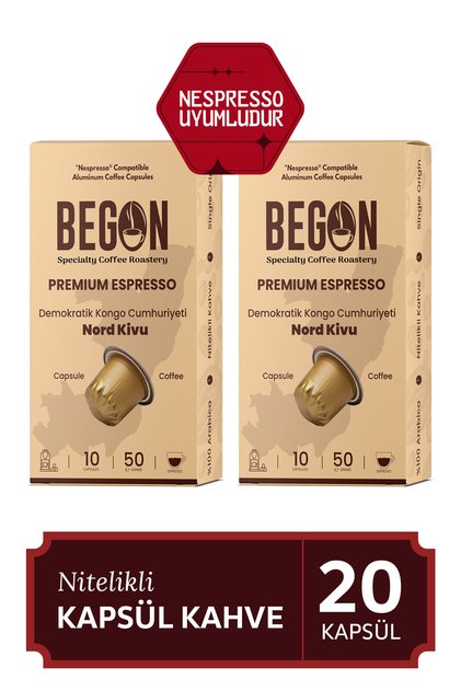 Nord Kivu Nespresso Compatible Aluminum Capsule Coffee Premium Espresso - 20 Pieces