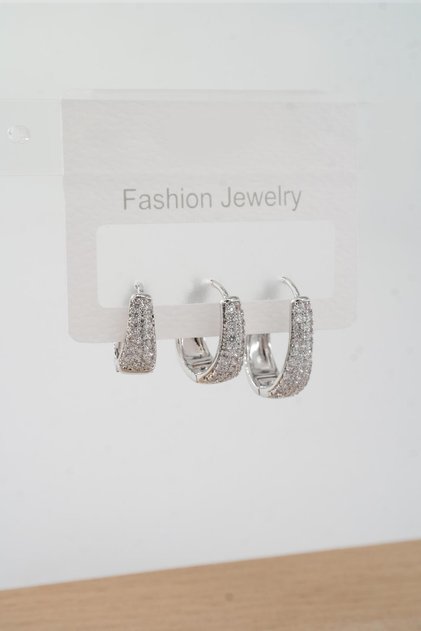 Women's VIP Series Zircon Embellished 3-Piece Earring Set in 3 Sizes