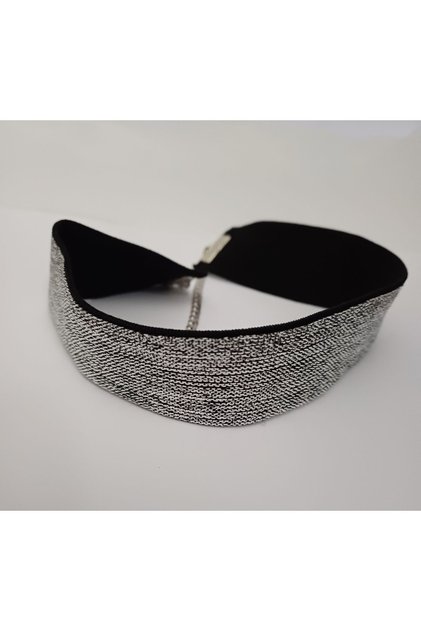 3 Cm Gümüş Simli Elastik Choker Kolye
