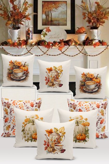 Halloween Autumn Series Double-Sided Digital Printed 8-Piece Cushion Cover Set