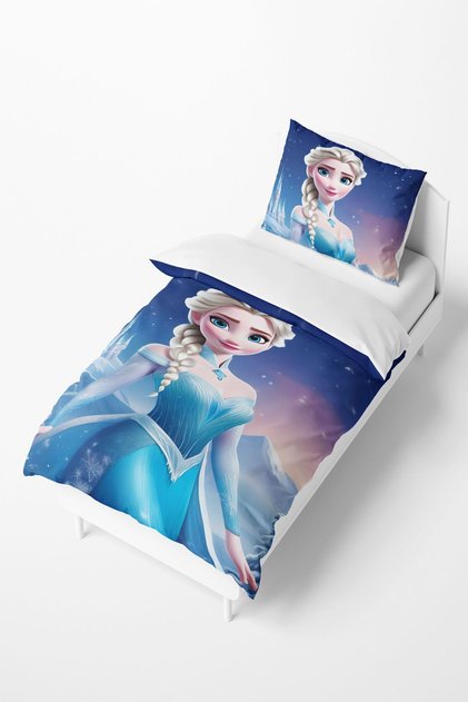 Frozen Patterned Patterned and Toddler Duvet Cover Set Tlan-064