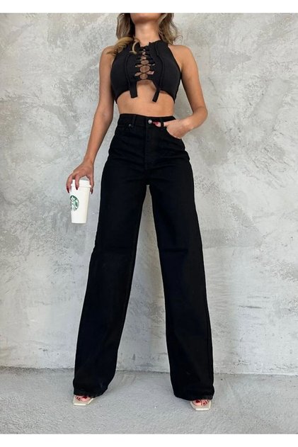 Black Wide Leg Wide Leg Women's Jeans