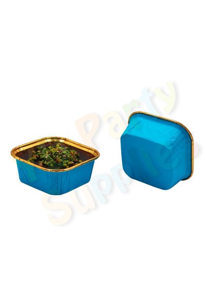Blue Gold Square Muffin, Cake, Dessert and Ashura Bowl 16 Pieces 8.5x8.5 cm
