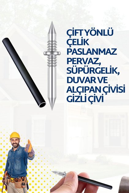 Çift Yönlü Çelik Paslanmaz Pervaz, Süpürgelik, Duvar ve Alçıpan Çivisi 25 li
