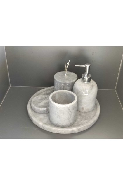 Gray Marble 5 Piece Bathroom Set
