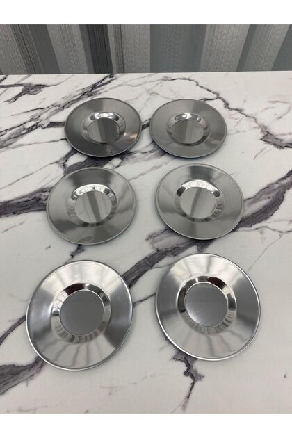 Luxury 6-Piece Silver Flat Model Stainless Metal Tea Plate