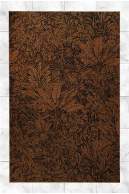 Brown Themed Tree and Plants Patterned Modern Decorative Carpet 5246