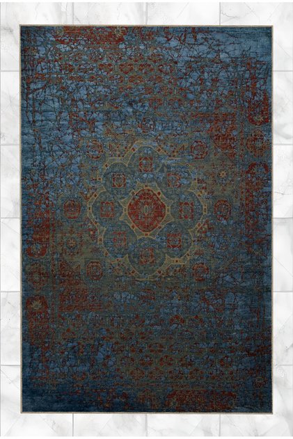 Blue Themed Traditional Motif Antique Patterned Vintage Decorative Carpet 5248