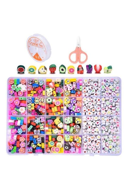 Letter and Heart Shaped Fimo Bead Figurines (240 PIECES) and Fimo Bead Jewelry Making Set