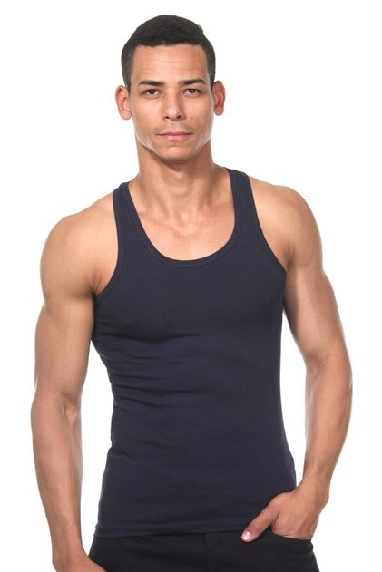 Men's Navy Blue Cotton Tank Top