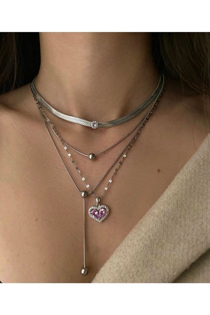 Steel Dangle Ball Detailed Necklace