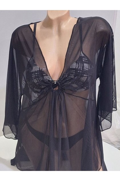 فستان شيفون نسائي أسود بتفاصيل مشبك - XXL