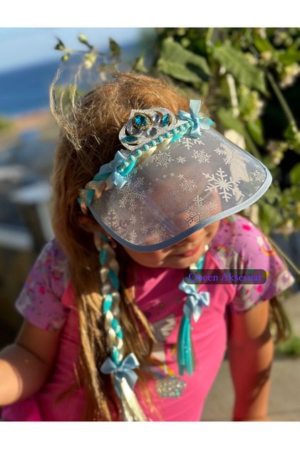 Elsa Crystal Princess Stone Glitter Snowflake Braided Hair Crown Hat Children's Crown Blue