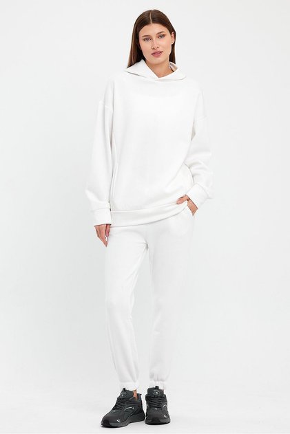 Women's Three Thread Fleece Oversize Tracksuit Set with Elastic Waist and Legs
