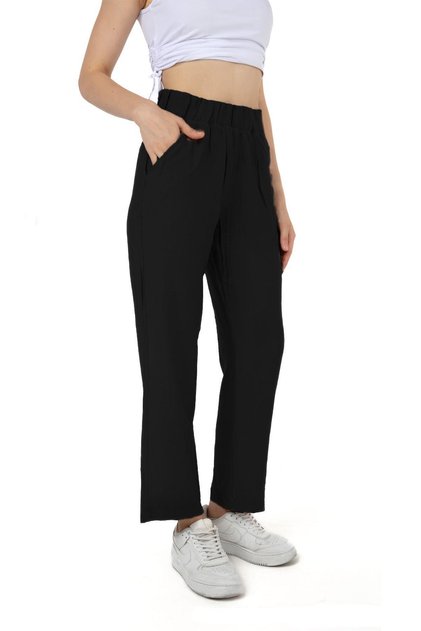 Women's Linen Black Trousers Npl