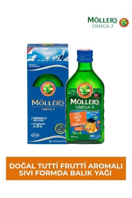 Möllers Omega 3 Balık Yağı 250 ML Tutti Frutti Aromalı - Diş Beyazlatıcı Köpük Hediye