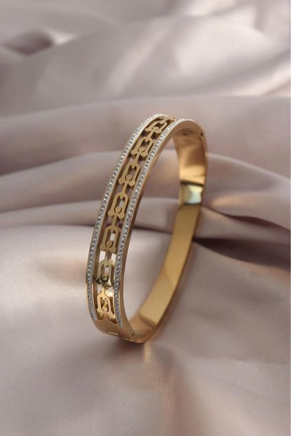 Steel Gold Color Zircon Stone Tiffany Women's Handcuffs