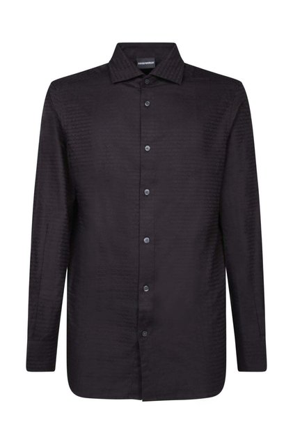 Men's Brand Logo Buttoned Shirt Collar Long Sleeve Black Shirt 6D1C86 1Niuz-F018