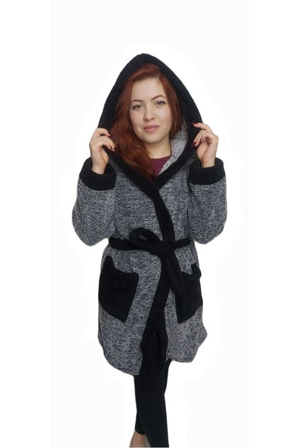 Welsoft Peluş Sabahlık Kapşonlu Bornoz Unisex