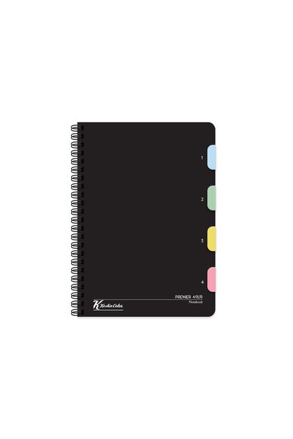 Spiralli Siyah Plastik Kapak 4 Bölmeli 120 Yaprak 17*24 Kareli Defter