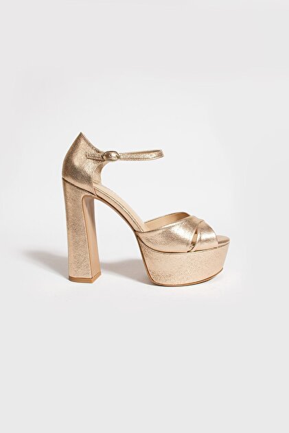 Exello Soft Padded High Platform Gold Evening Dress Shoes- Trendyol Exello Soft Padded High Platform Gold Evening Dress Shoes- Trendyol