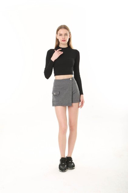 Women's Jacquard Pocket Mini Shorts Skirt
