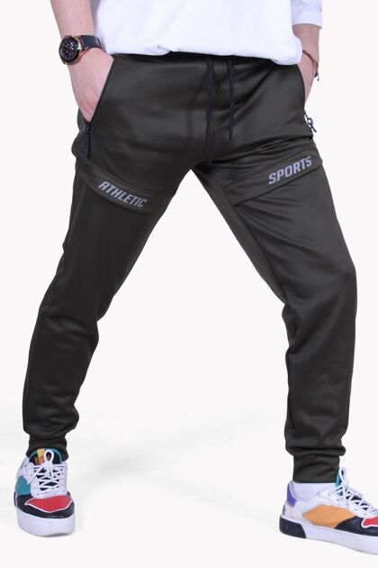 Athletic Writing Printed Scuba Fabric Men's Sweatpants