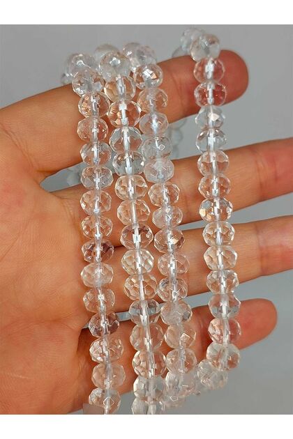 Dimensiune brățară: cristal de cuarț, tăietură fațetată Rondelle, 5,5*7 mm, jumătate de fir (18 cm lungime)