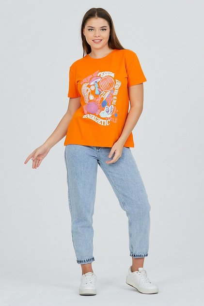 Dark Orange Front Printed Basic