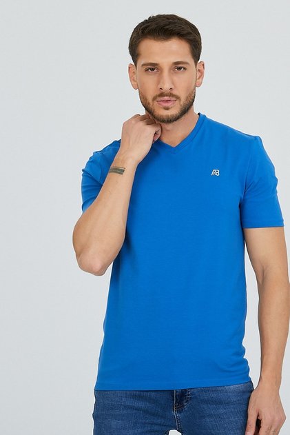 Sapphire V-Neck Cotton Slim Fit Men's Basic