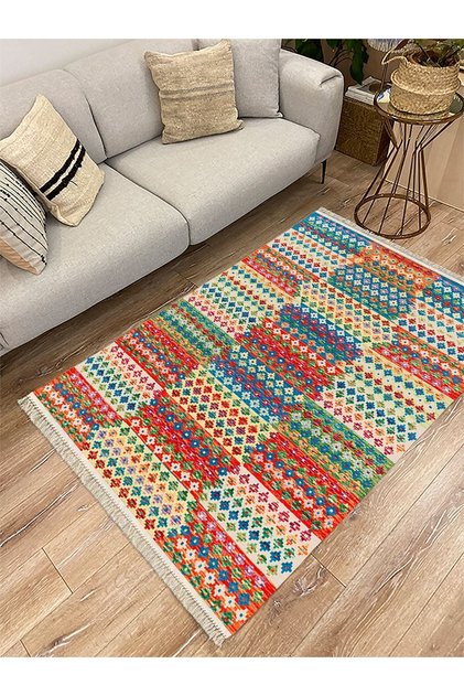 Cotton Series Multy Tones Geometric Antique Pattern Decorative Woven Base Rug