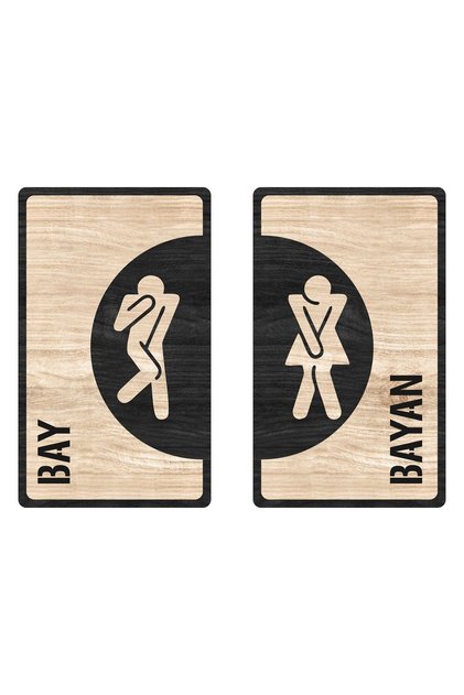 Set of 2 Wc Black Maple Series Bay & Warning Direction Sign