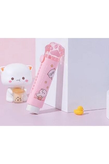 Paw Eraser Χαρτικά Δώρο Peach Cat Ανοιχτό ροζ Rosado Push Pull Ρυθμιζόμενο Εύκολο 1 Τεμάχιο