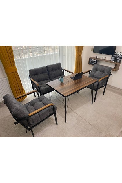 Venüs Balkon, Bahçe, Cafe - Metal Kanepe Koltuk Takımı - 2 1 1 Masa