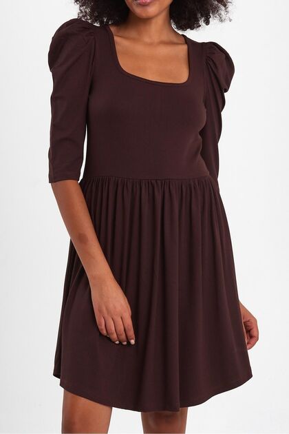 WOMEN'S SQUARE NECK BALLOON SLEEVE DRESS